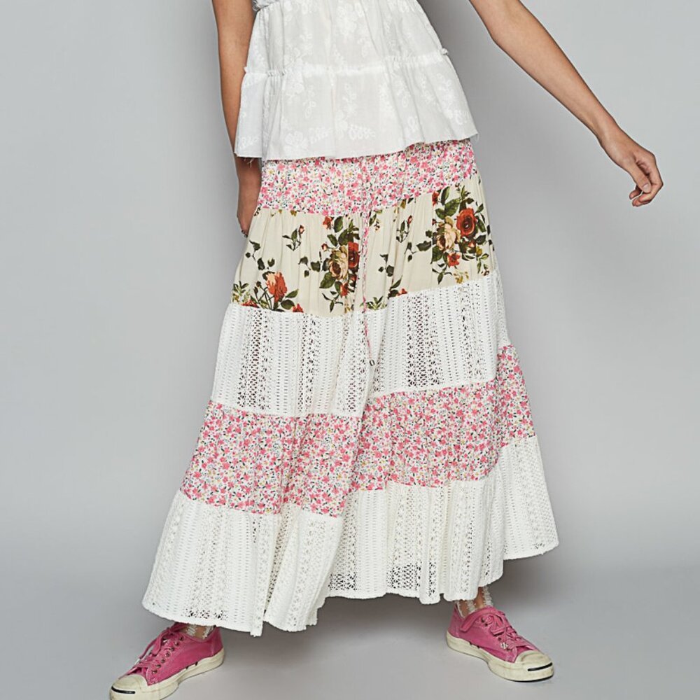 POL Floral Skirt in Ivory Multi - Picture 4 of 6